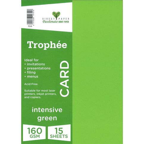 Trophee Card 160gsm 15 Pack Intensive Green A4