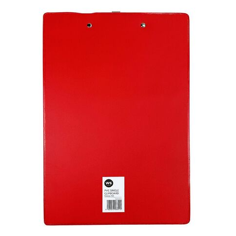 WS Clipboard Single PVC Red Mid Foolscap