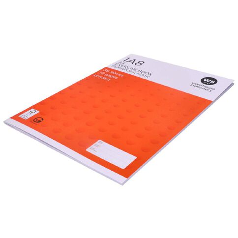 WS Exercise Book 1A8 Blank 36 Leaf Unruled 297mm x 210mm Orange A4
