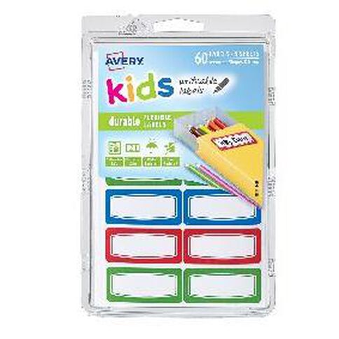 Avery Kids Kids Green Red and Blue Border Durable Label 5 Sheets