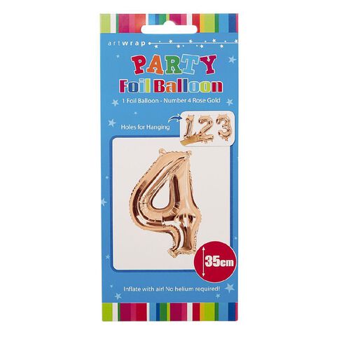 Artwrap Party Foil Balloon Number 4 Rose Gold 35cm