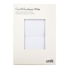 Uniti Cards & Envelopes White 50 Pack
