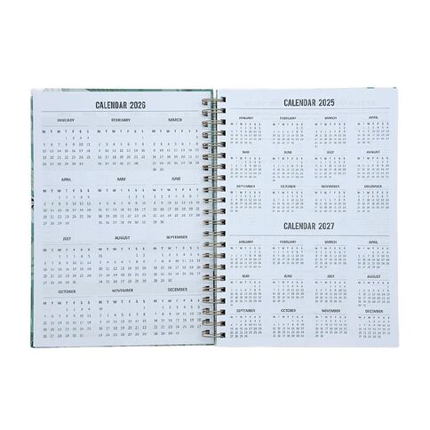 WS 2026 Diary A4 Week to View Spiral Foliage. Green