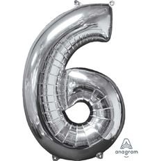 Amscan Mid-Size Shape Silver Numeral 6