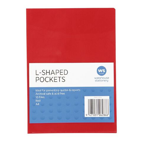 WS L-Shaped Pockets 10 Pack Red Red Mid A4