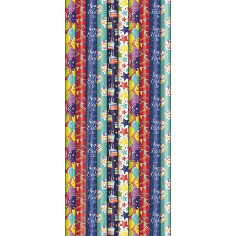 Artwrap Rollwrap FSC Mix Birthday General 3m x 70cm Assorted