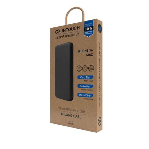 INTOUCH iPhone 14+/15+ Milano Wallet Case - Black Black