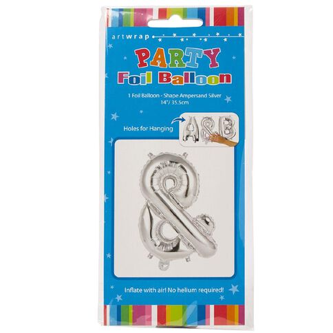 Artwrap Foil Balloon Ampersand Silver 35cm