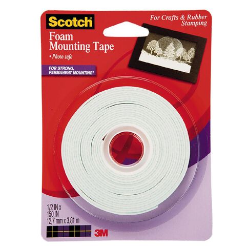Scotch Foam Mounting Tape 12mm x 3.8m Clear