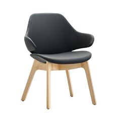 Konfurb Orbit Mid Back Wooden Black Vinyl