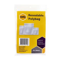 Marbig Resealable Polybags 75x100mm 50 Pack