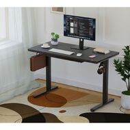 Workspace Height Adjustable Desk 1200W with Drawer Frosted Glass Black