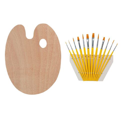 Uniti Wooden Palette & Brush Set 12 Pack Natural