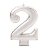 Candle Metallic Numeral #2 Silver