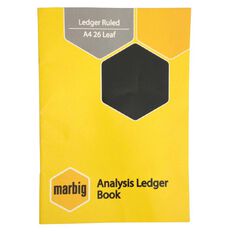 Marbig Ledger Book 26 Leaf Yellow A4