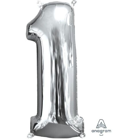 Amscan Mid-Size Shape Silver Numeral 1