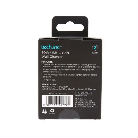Tech.Inc 30W USB-C GaN Wall Charger