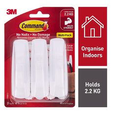 Command Adhesive Hooks Value Pack 3 Pack White Large