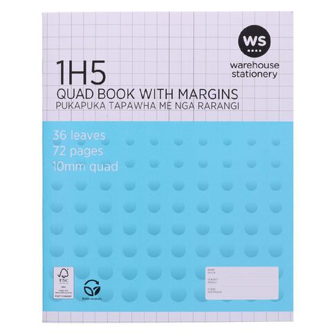 WS Exercise Book 1H5 With Margins 36 Leaf White