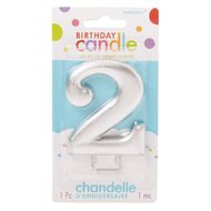 Candle Metallic Numeral #2 Silver