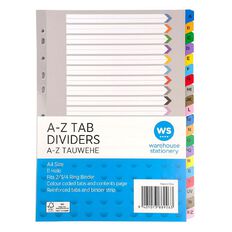 WS A-Z Coloured Dividers