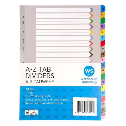 WS A-Z Coloured Dividers