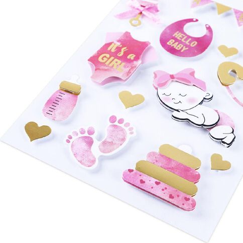 Uniti Dimensional Stickers Baby Girl