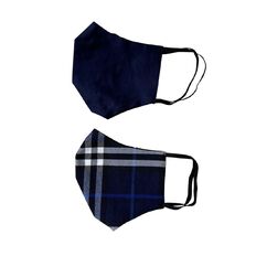 Anna Stretton Men's Dual Layer Fabric Face Mask Navy & Tartan 2 Pack