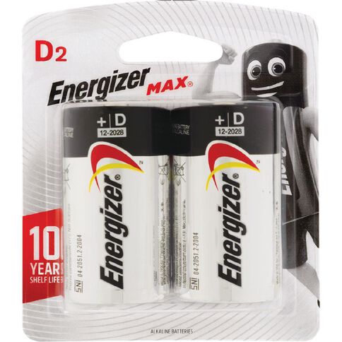Energizer Max Alkaline Batteries D 2 Pack