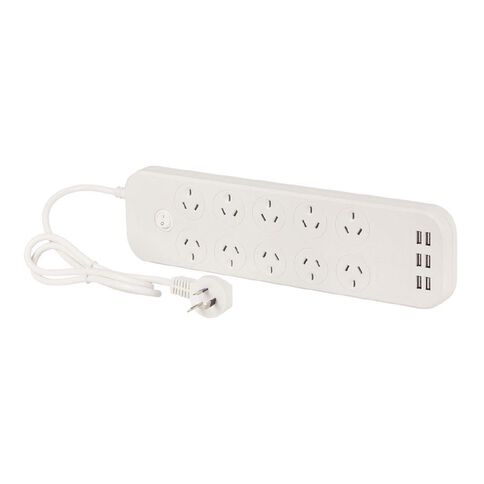 Jackson 10 Outlet USB Powerboard With Fast Charging White