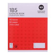 WS Exercise Book 1B5 7mm Ruled 40 Leaf Red Red Mid