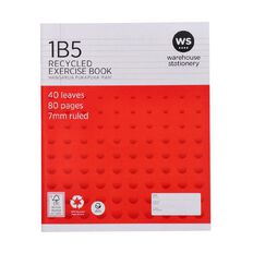 WS Exercise Book 1B5 7mm Ruled 40 Leaf Red