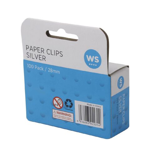 WS Paperclips 28mm 100 Pack Silver