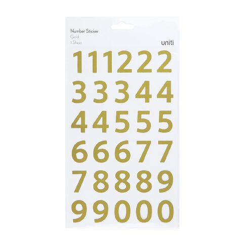 Uniti Numbers Foil Gold 1 Sheet