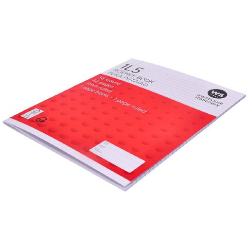 WS Exercise Book 1L5 7mm Ruled 36 Leaf Red Red Mid