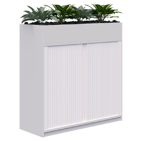 Rapid Tambour Planter with Plants 1200 x 1200 Lockable Silver