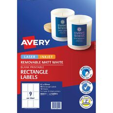 Avery Removable Matt Rectangle Labels 62 x 89 mm 90 Labels