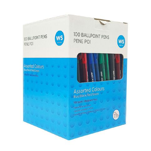 WS Office Ball Pen 100 Pack Assorted