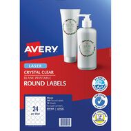 Avery Crystal Clear Round Multi-purpose Labels for Laser Printers 40mm
