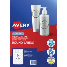 Avery Crystal Clear Round Multi-purpose Labels for Laser Printers 40mm