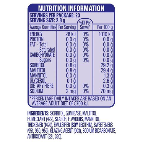 Extra White Bubblemint Chewing Gum SF Bottle 46 Piece 64g