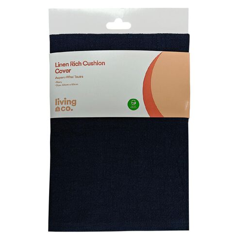 Living & Co Linen Rich Cushion Cover Navy 50cm x 50cm