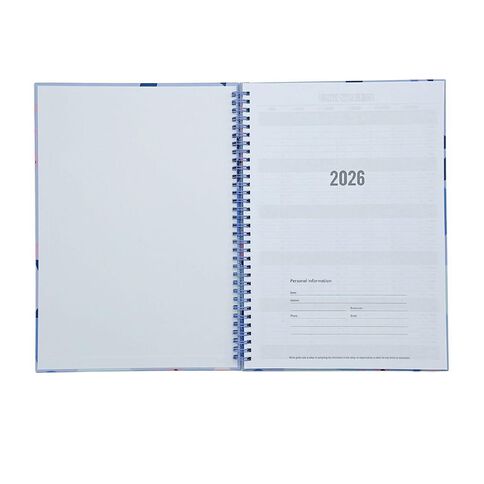 WS 2026 Spiral Diary Week To View Flowers Purple Mid