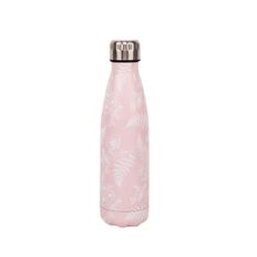 Living & Co Stainless Steel Drink Bottle Pink Fern 500ml