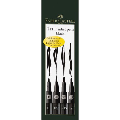 Faber-Castell Pitt Artist Pens Thick Black 4 Pack