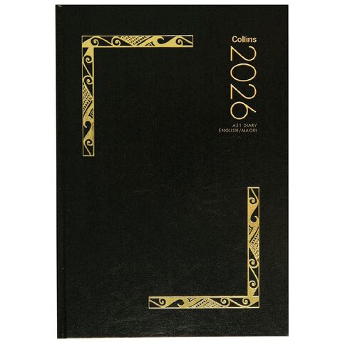 Collins 2026 Diary Day To Page English Maori Black A5
