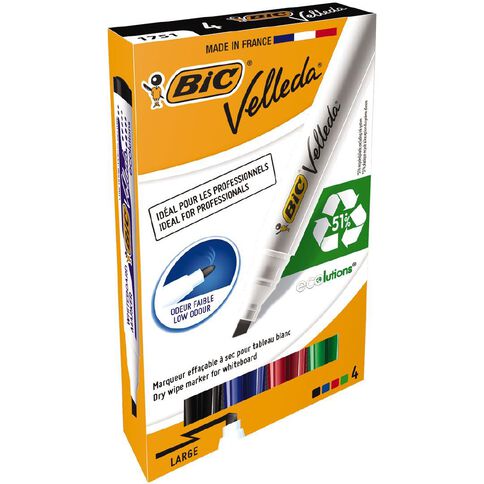 Bic Velleda Whiteboard Marker Chisel Tip Assorted 4 Pack