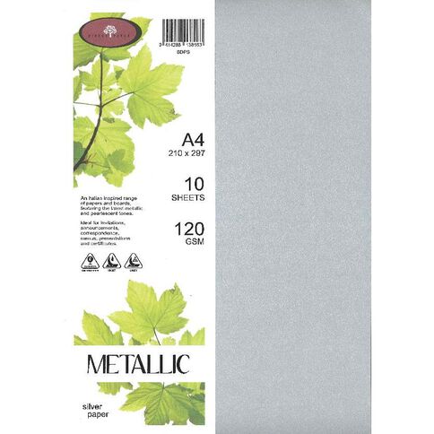 Direct Paper Metallic Paper 120gsm Silver A4 10 Pack