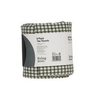 Living & Co Tea Towel Set Dobby Mixed 8 Pack Multi-Coloured