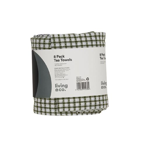 Living & Co Tea Towel Set Dobby Mixed 8 Pack Multi-Coloured